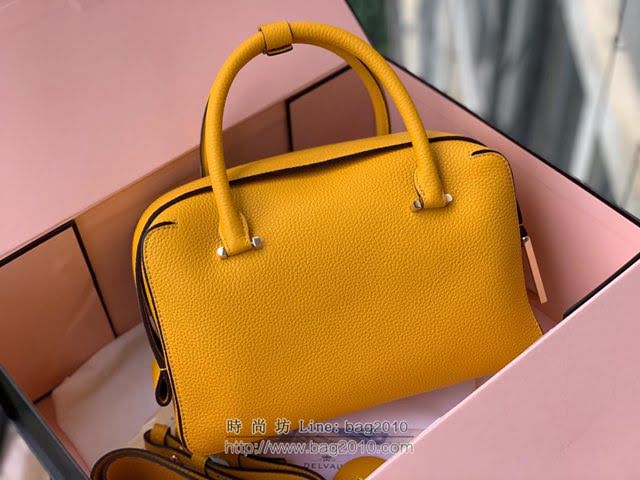 DELVAUX女包 2019春夏款 全新Cool Box優質牛皮 德爾沃女手提包 Cl0028 小方包太陽黃 Delvaux單肩包  fcs1274